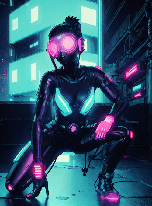 cyborg, neon, goggles