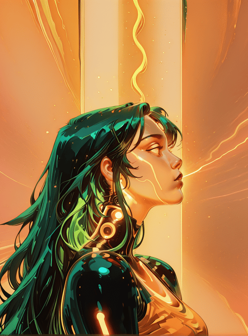woman, cyborg, hair, earring, neck
