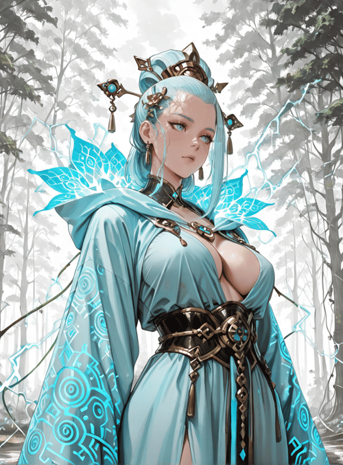 woman, forest, elf, magic, dress