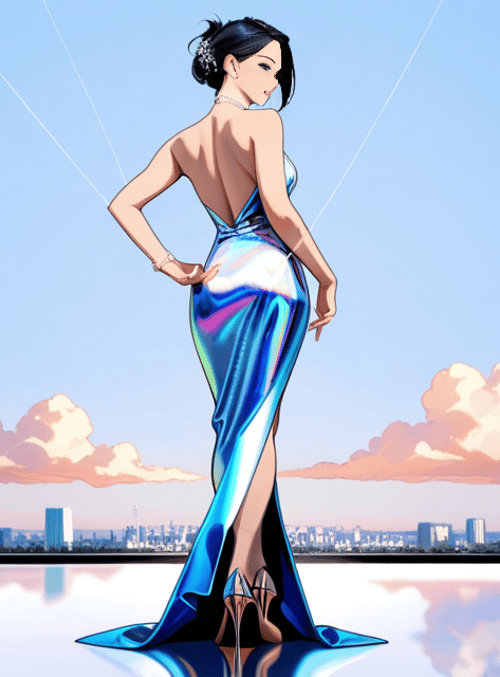 woman, dress, city