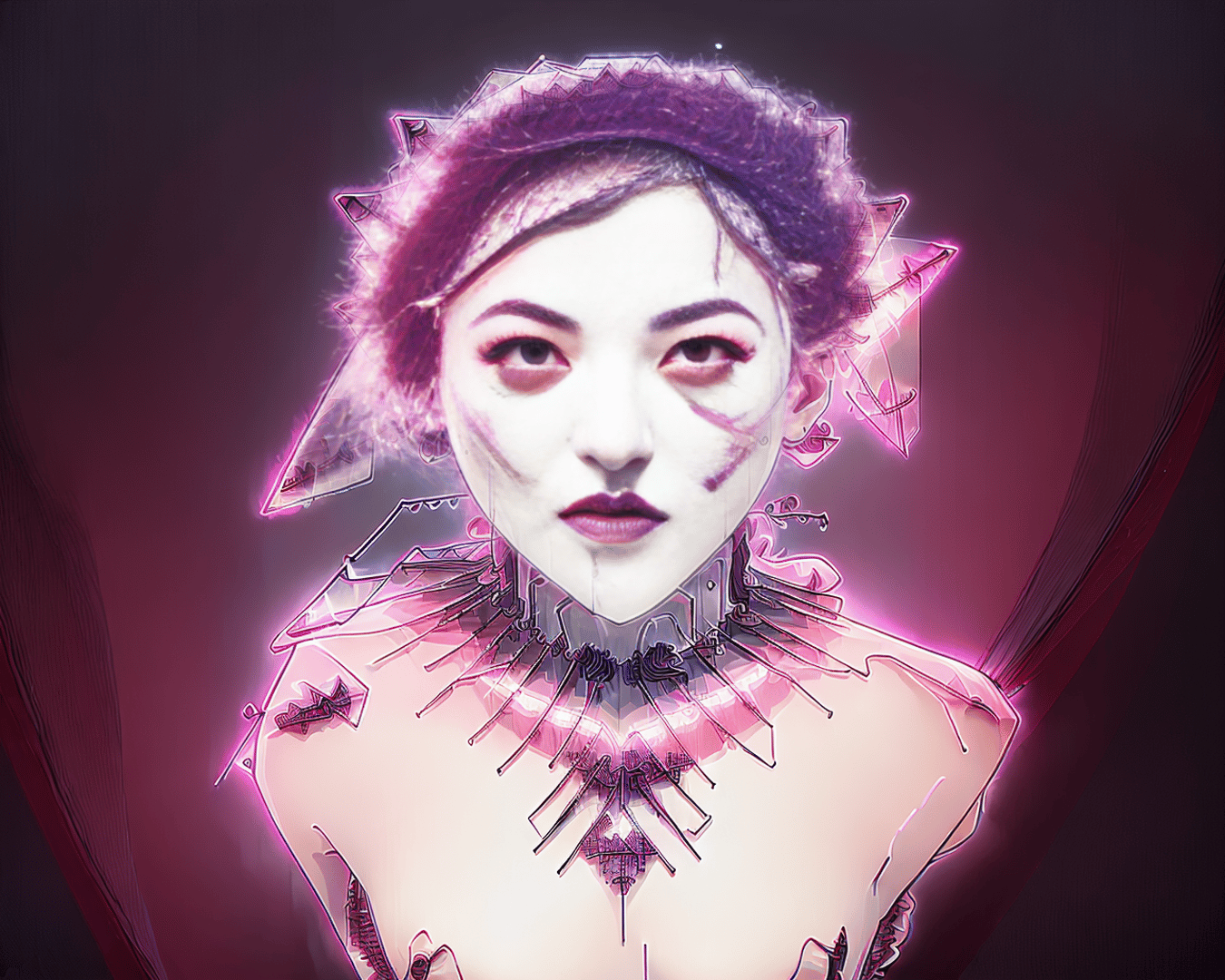 AI generated wallpaper featuring woman, cyborg, robot
