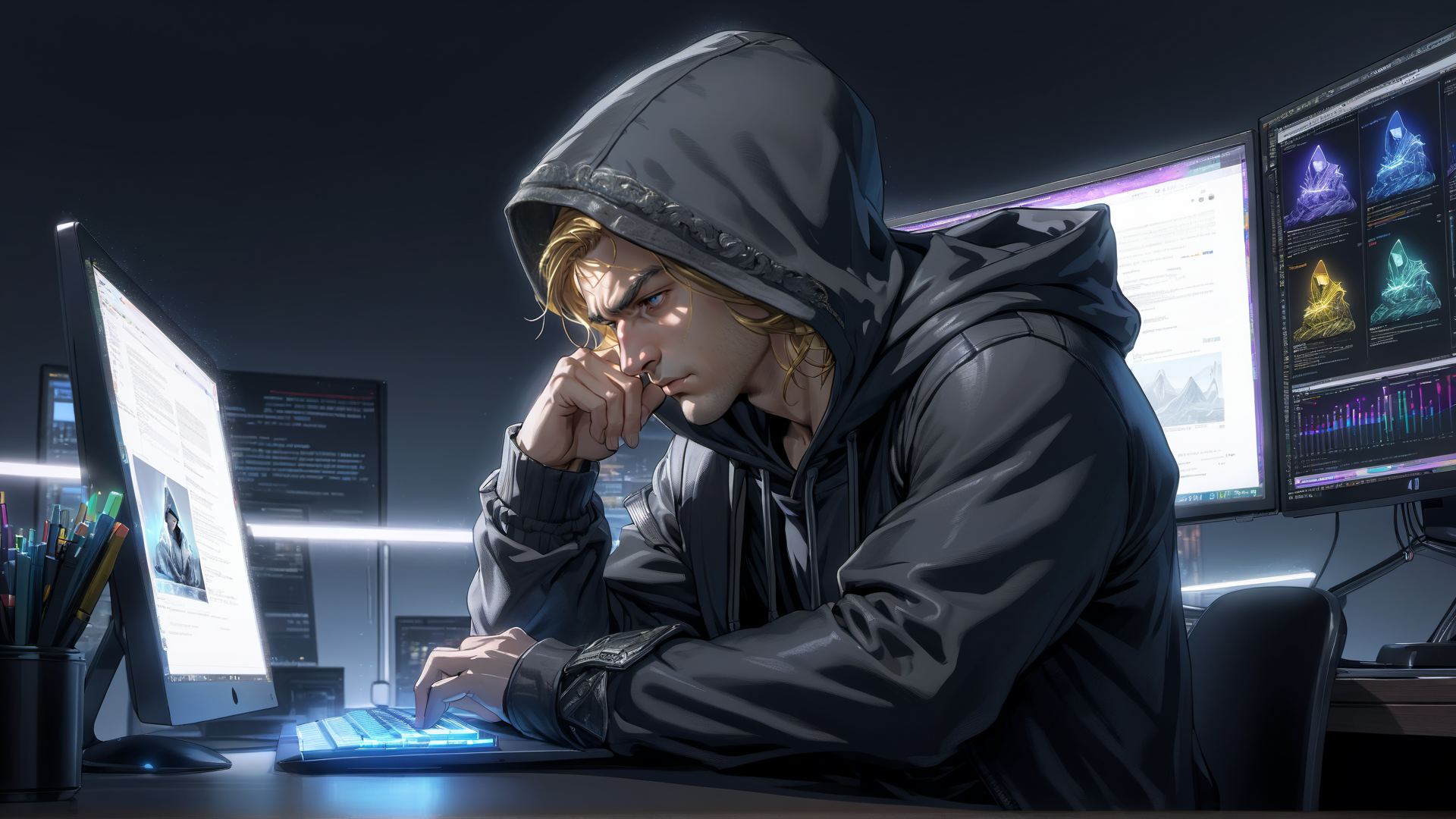 AI generated wallpaper featuring hacker, gamer, hacker