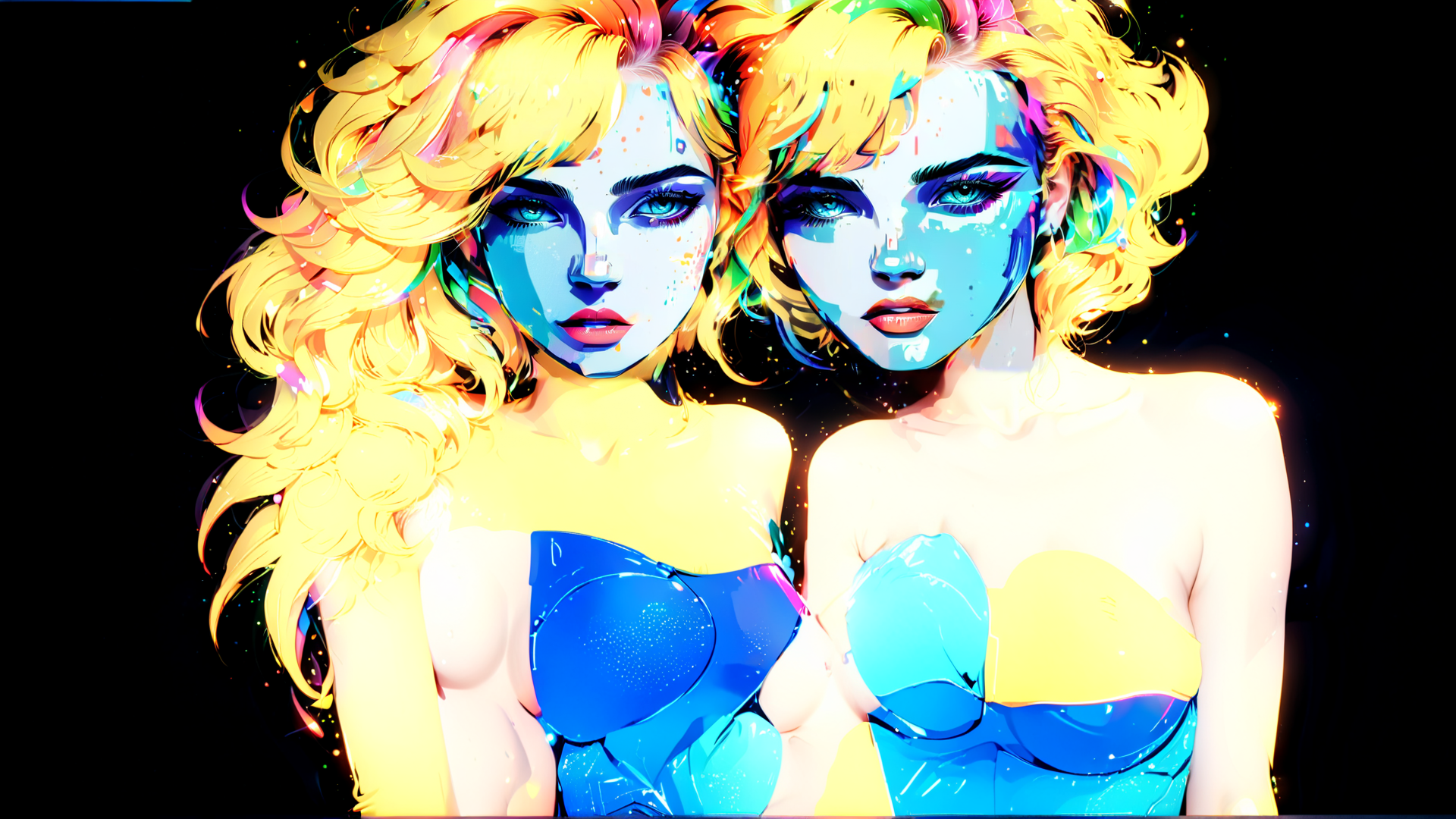 AI generated wallpaper featuring woman, dual, digital