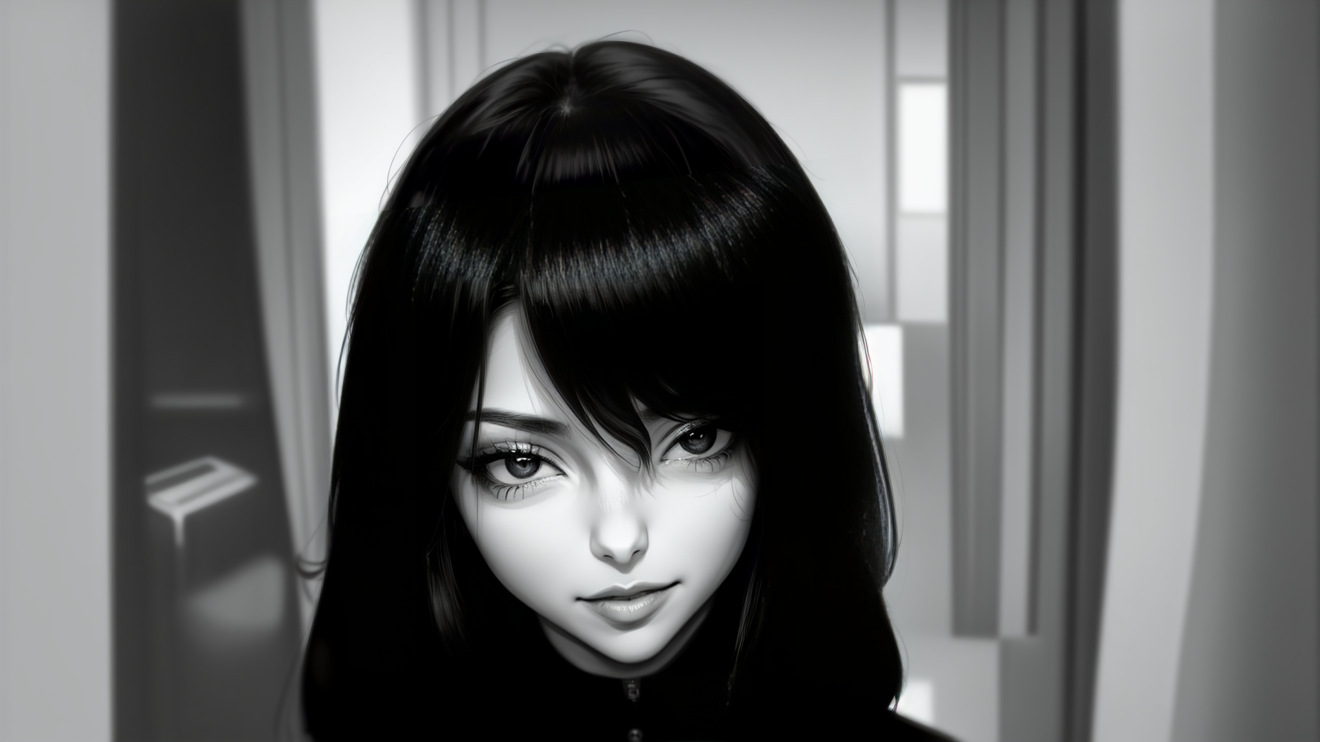 AI generated wallpaper featuring woman, hair, face