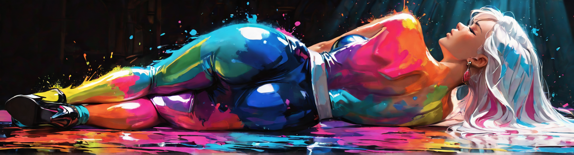 AI generated wallpaper featuring woman, paint, art, figure, fashion