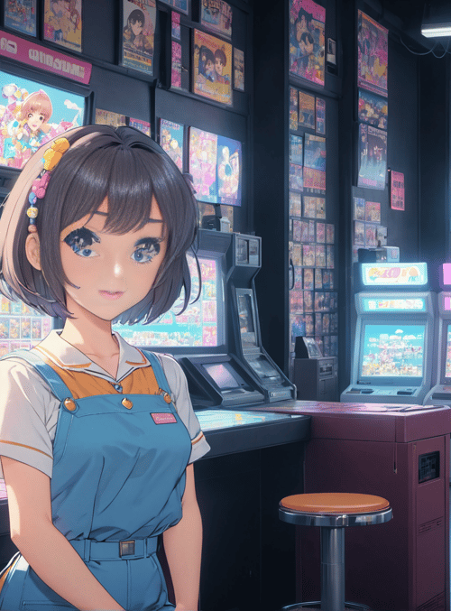 girl, arcade, character