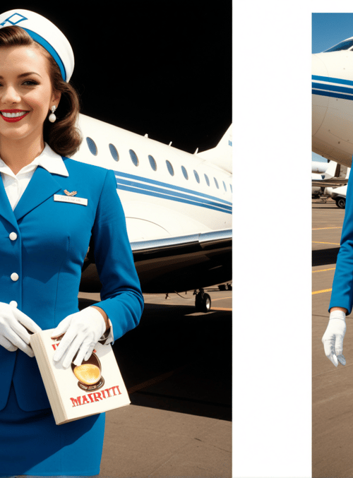flight attendant, airplane, uniform, book, briefcase, gloves, cap, skirt, suits, smile