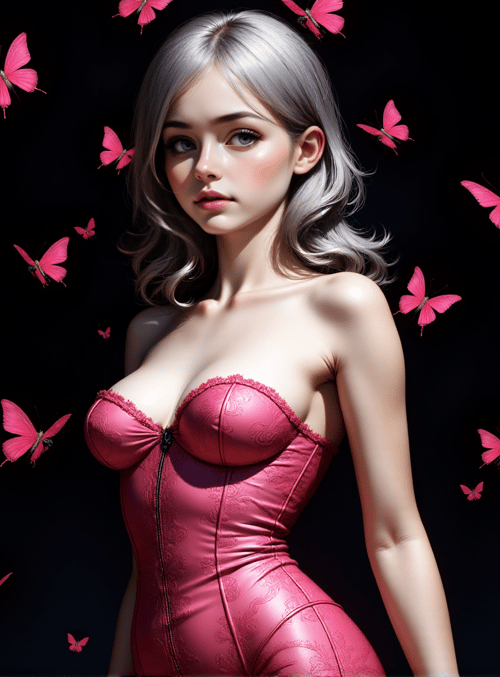 woman, butterfly, dress