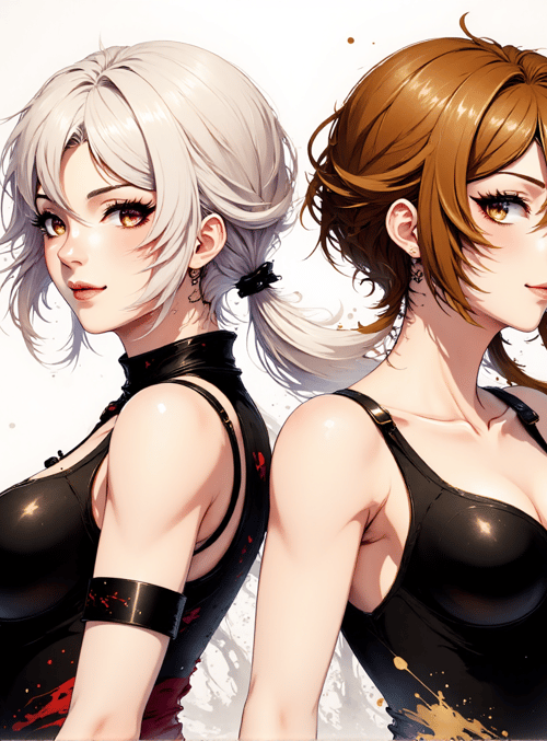 woman, anime, character, model, figure, pair, girl, bust, chest, hair