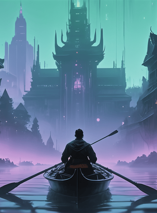 person, canoe, city