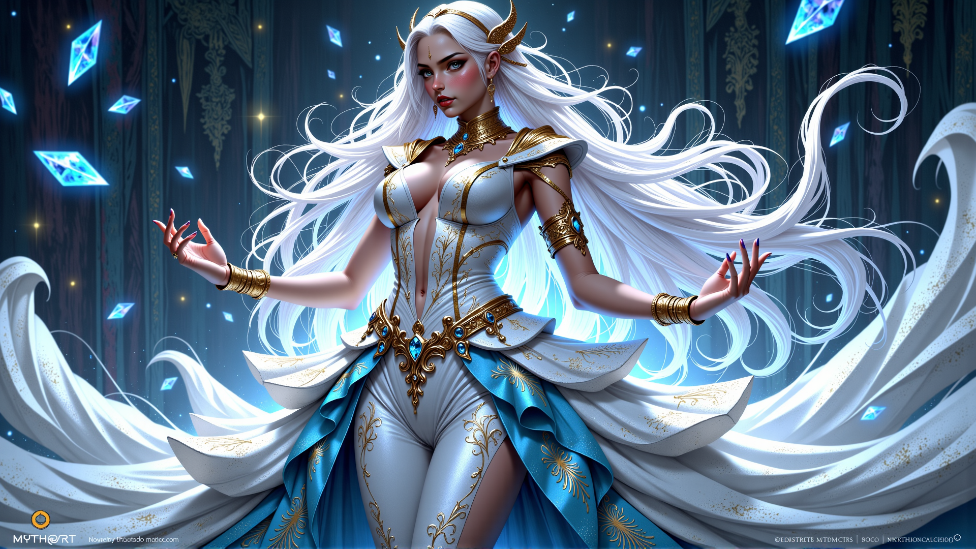 AI generated wallpaper featuring woman, goddess, magic