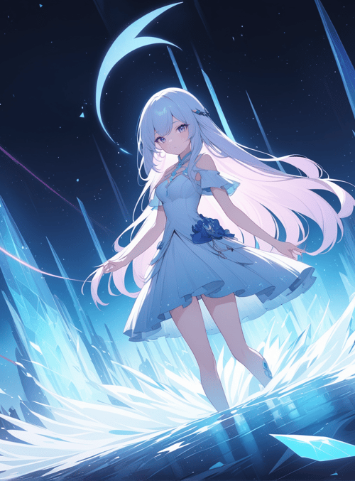 girl, crystals, moon