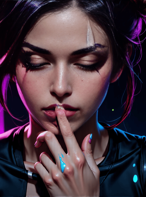 woman, neon