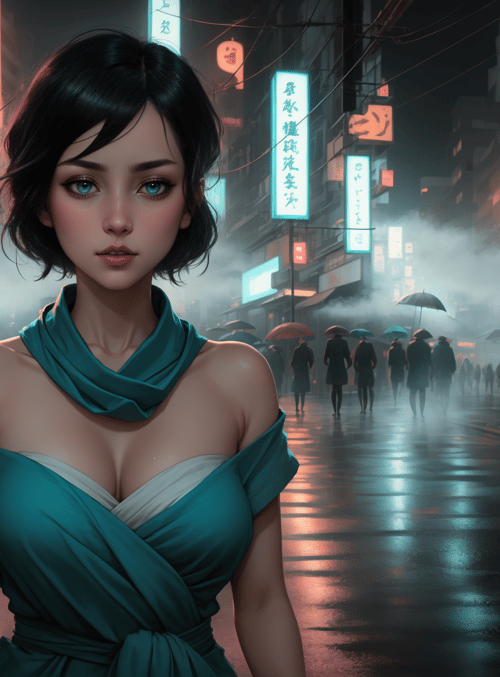 woman, street, signs