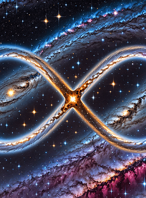 infinity symbol, galaxy, stars