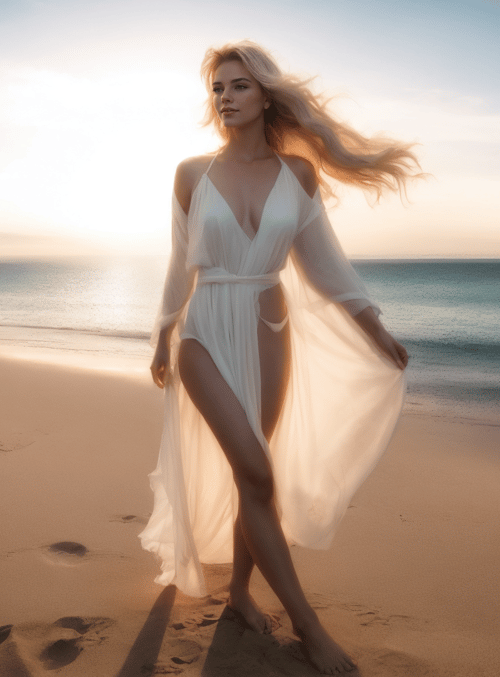 woman, beach, sun