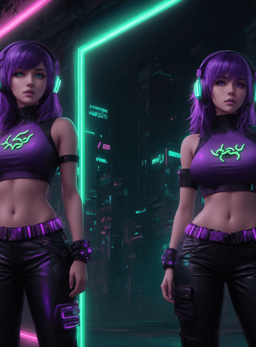 cyberpunk, woman, neon