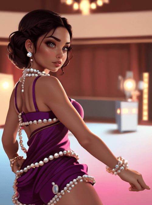 woman, pearls, dress