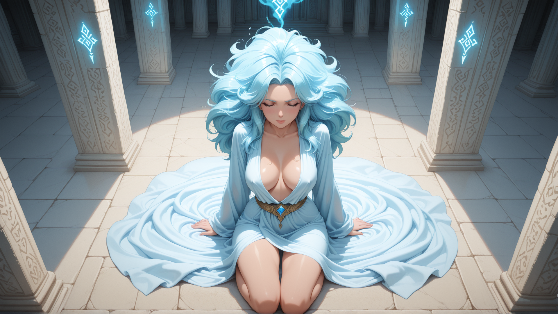 AI generated wallpaper featuring woman, goddess, ancient, princess, magic, sorceress, queen, spirit, divine, architect