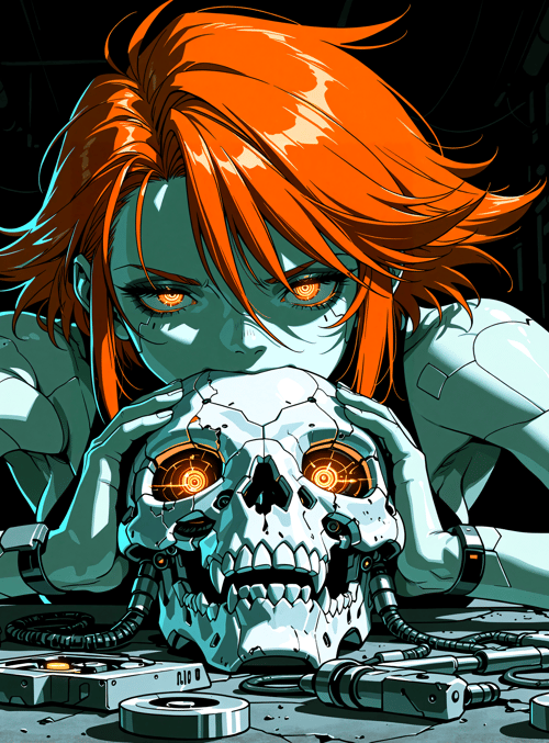 cyborg, skeleton, robot, mechanical parts, gears, circuit board