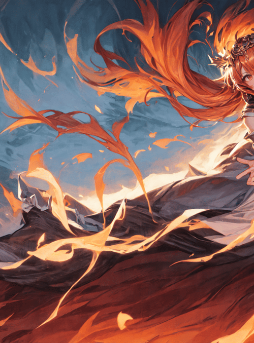 girl, fire, dress