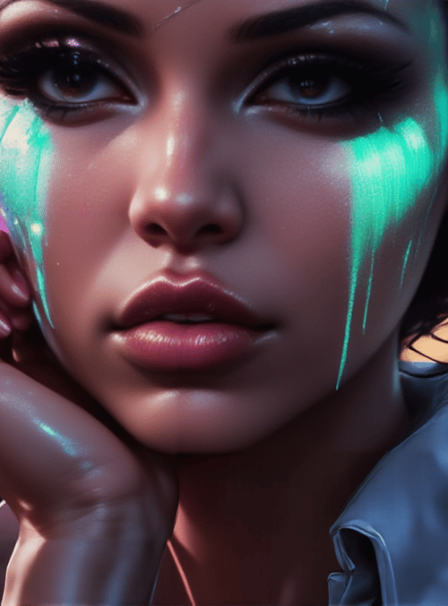 woman, cityscape, glowing