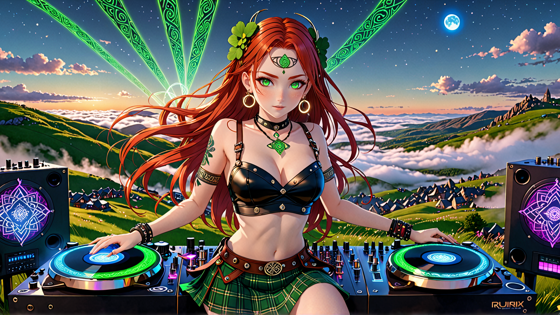 AI generated wallpaper featuring dj, goddess, musician