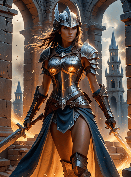warrior, armored, swords