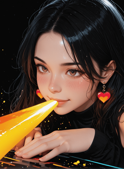 woman, cone, paint, earrings, hair