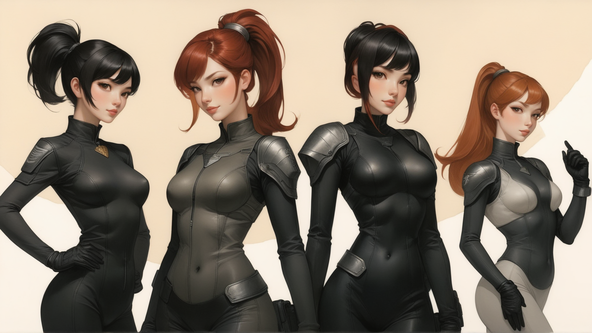 AI generated wallpaper featuring women, characters, characters, characters, characters