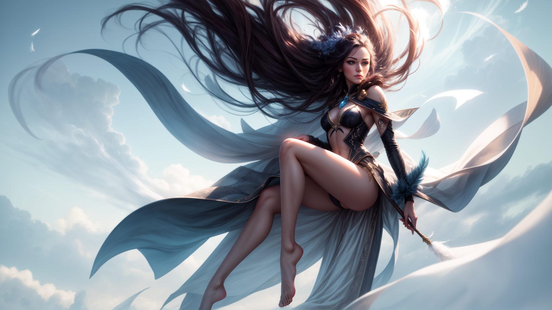 AI generated wallpaper featuring woman, angel, fairy