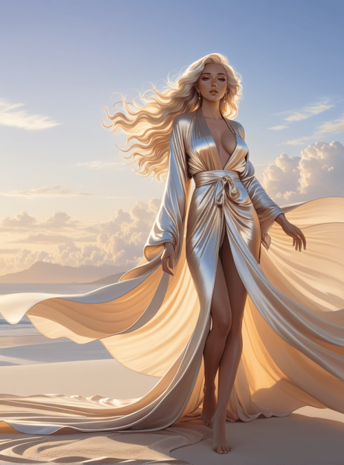 woman, beach, dress