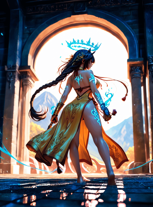 fantasy woman, angelic figure, magical warrior