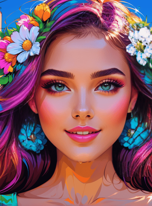 woman, city, flowers