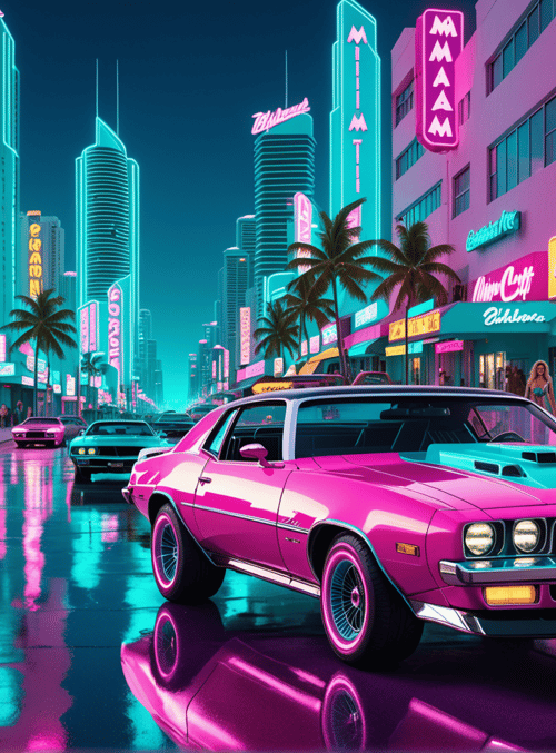 cars, women, buildings