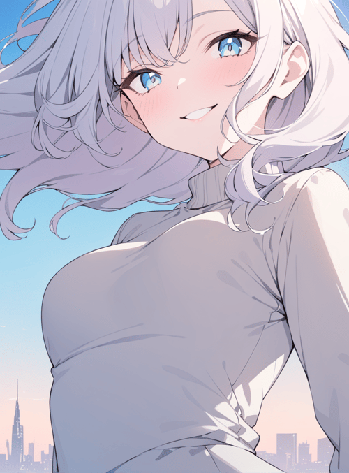anime girl, cityscape