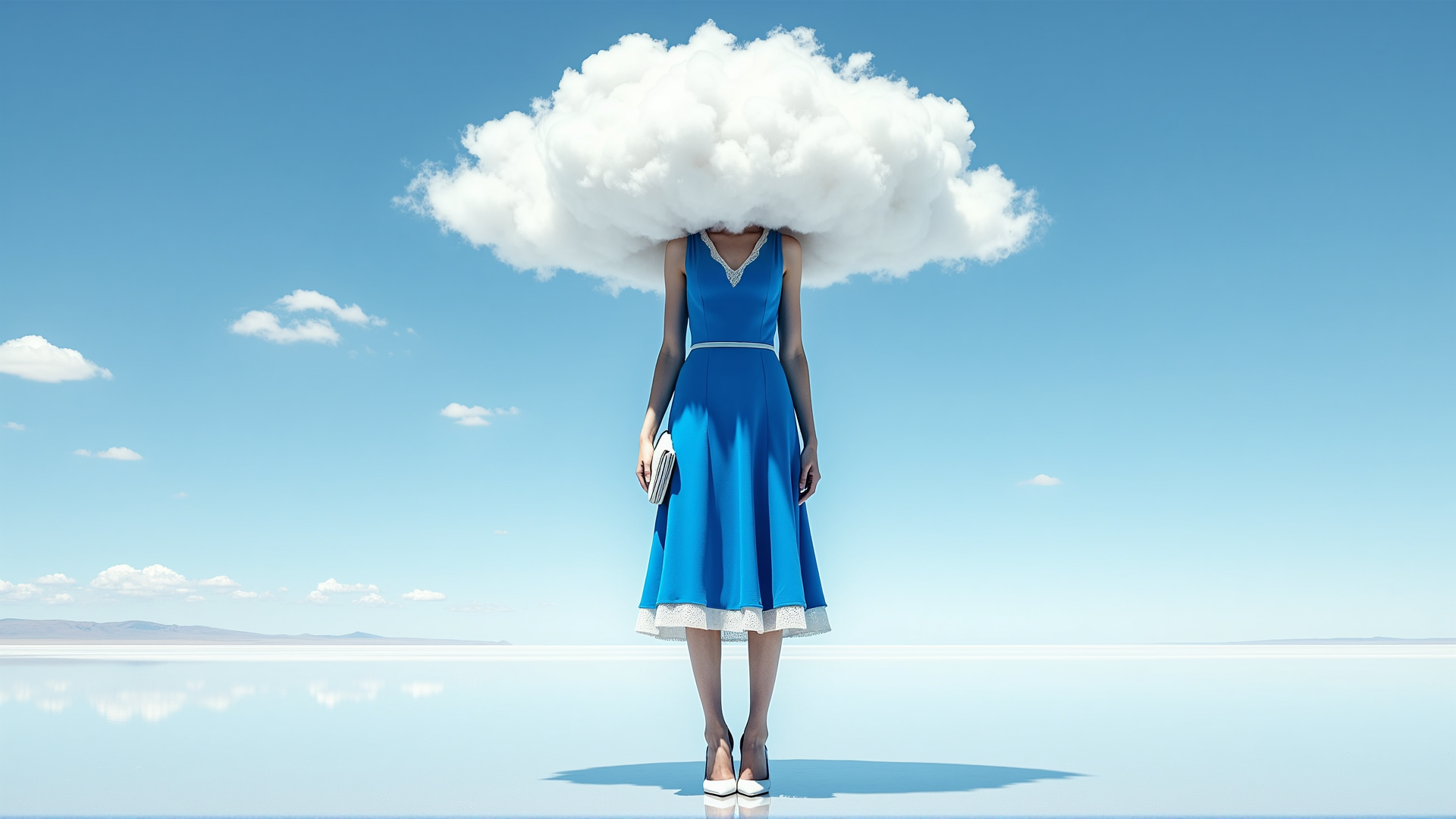 AI generated wallpaper featuring woman, cloud