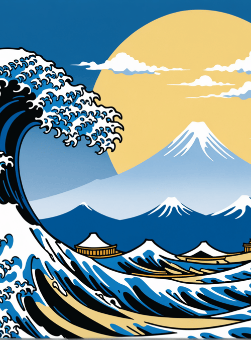 wave, mountain, sun