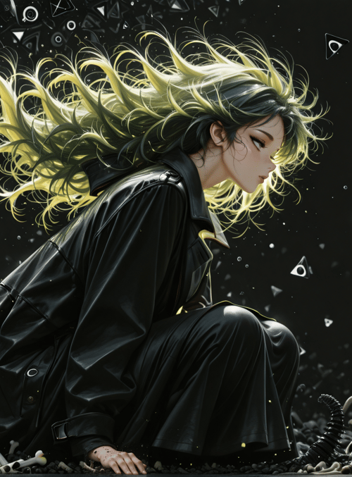 woman, skeleton, tentacles
