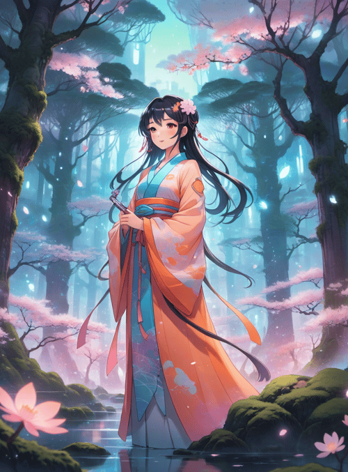girl, kimi, forest