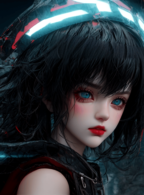 cyborg, girl, neon
