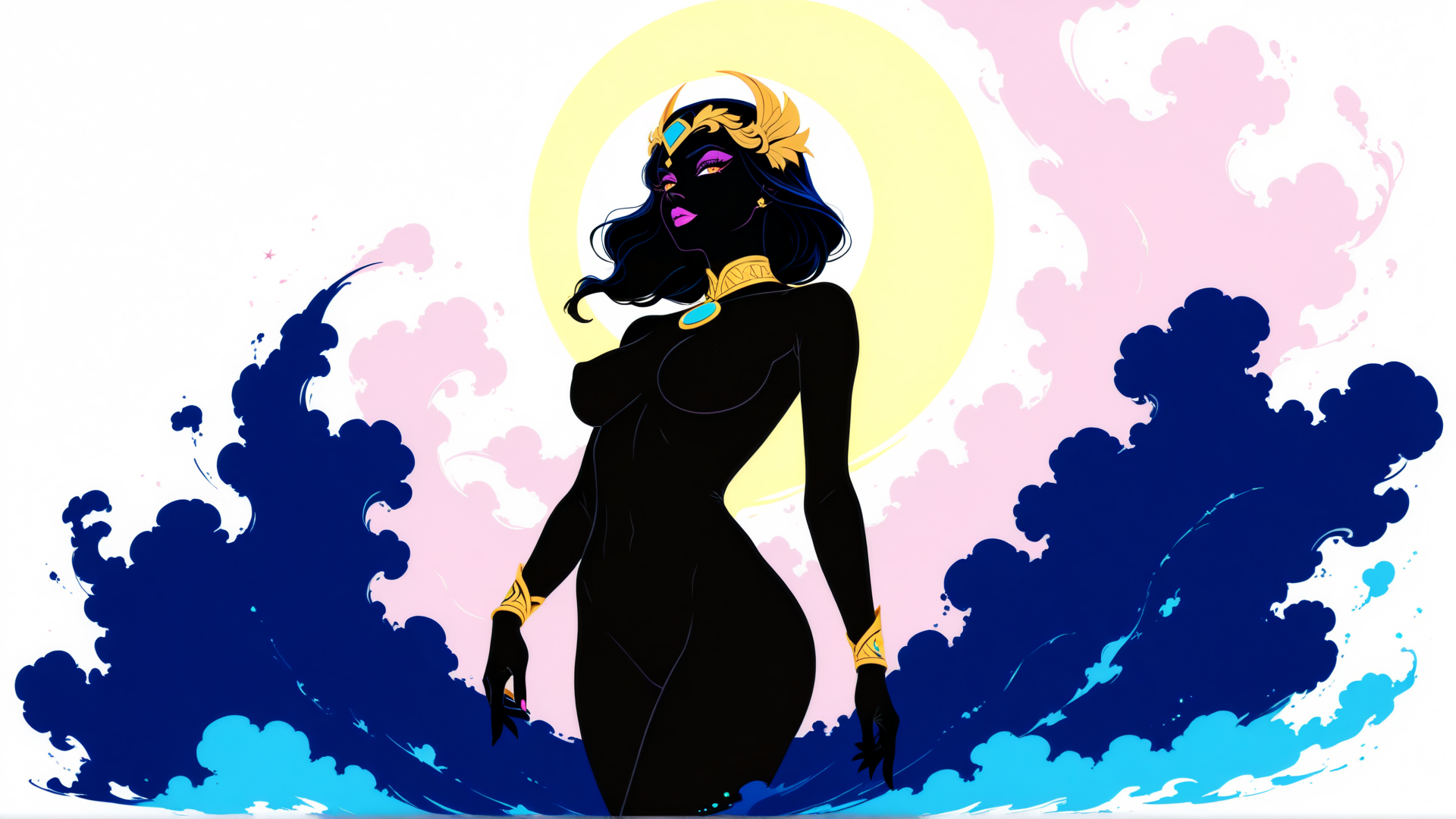 AI generated wallpaper featuring goddess, silhouette, figure