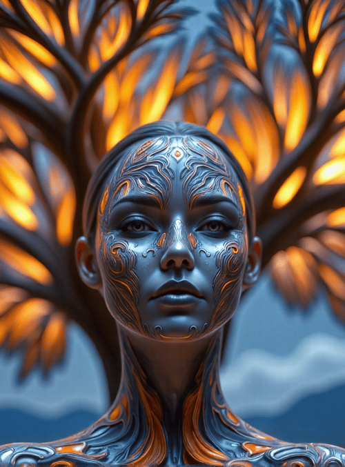 woman, tree, face, body, art, nature, design, figure, symbol, pattern