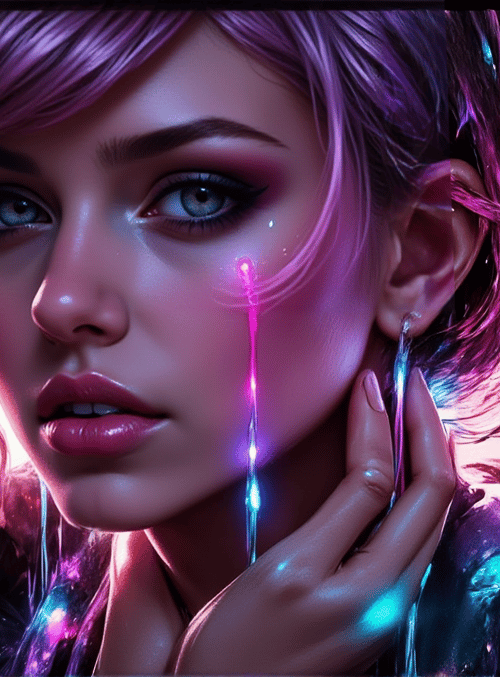 woman, cybernetic, tears