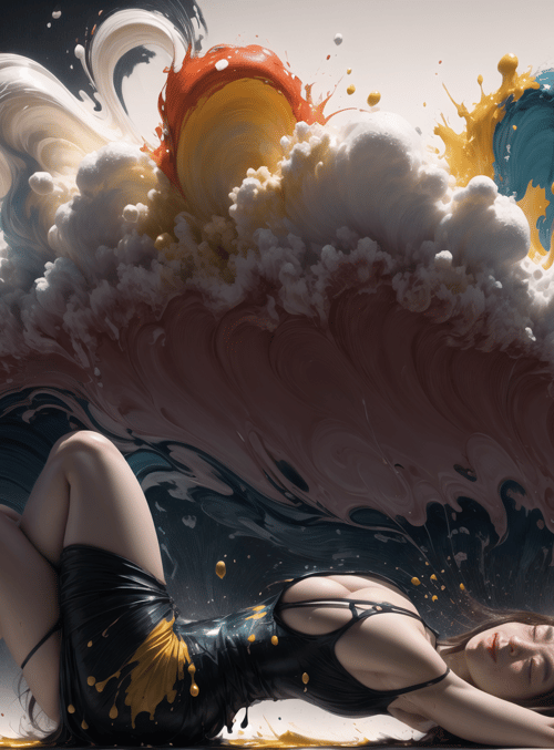 woman, paint, cloud