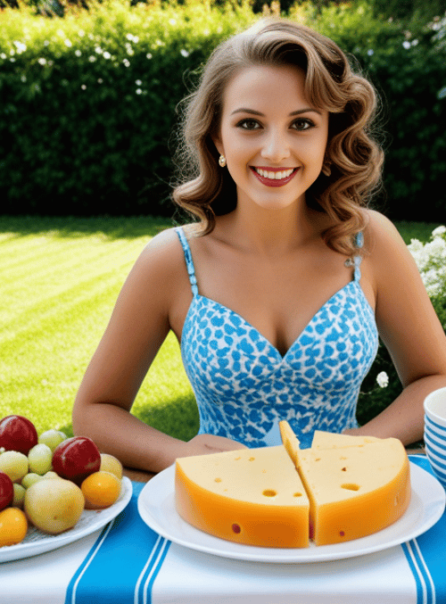 woman, cheese, fruit