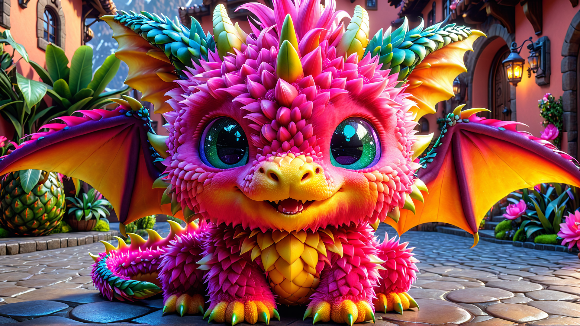 AI generated wallpaper featuring dragon, baby, creature