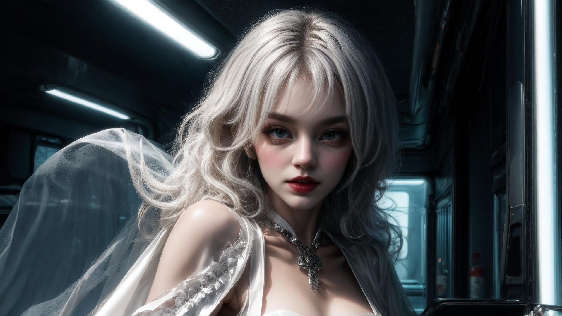 AI generated wallpaper featuring woman, angel, dress