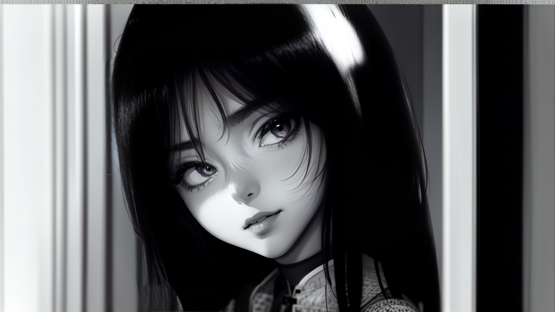 AI generated wallpaper featuring girl, anime, hair