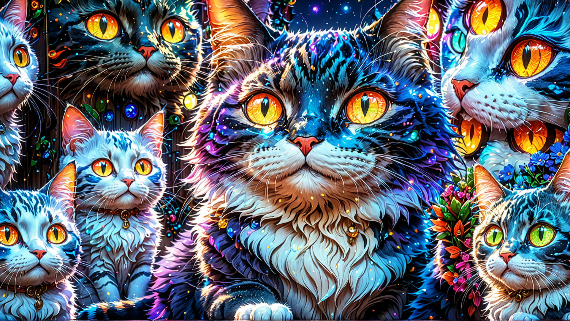 AI generated wallpaper featuring cats, kittens, felines